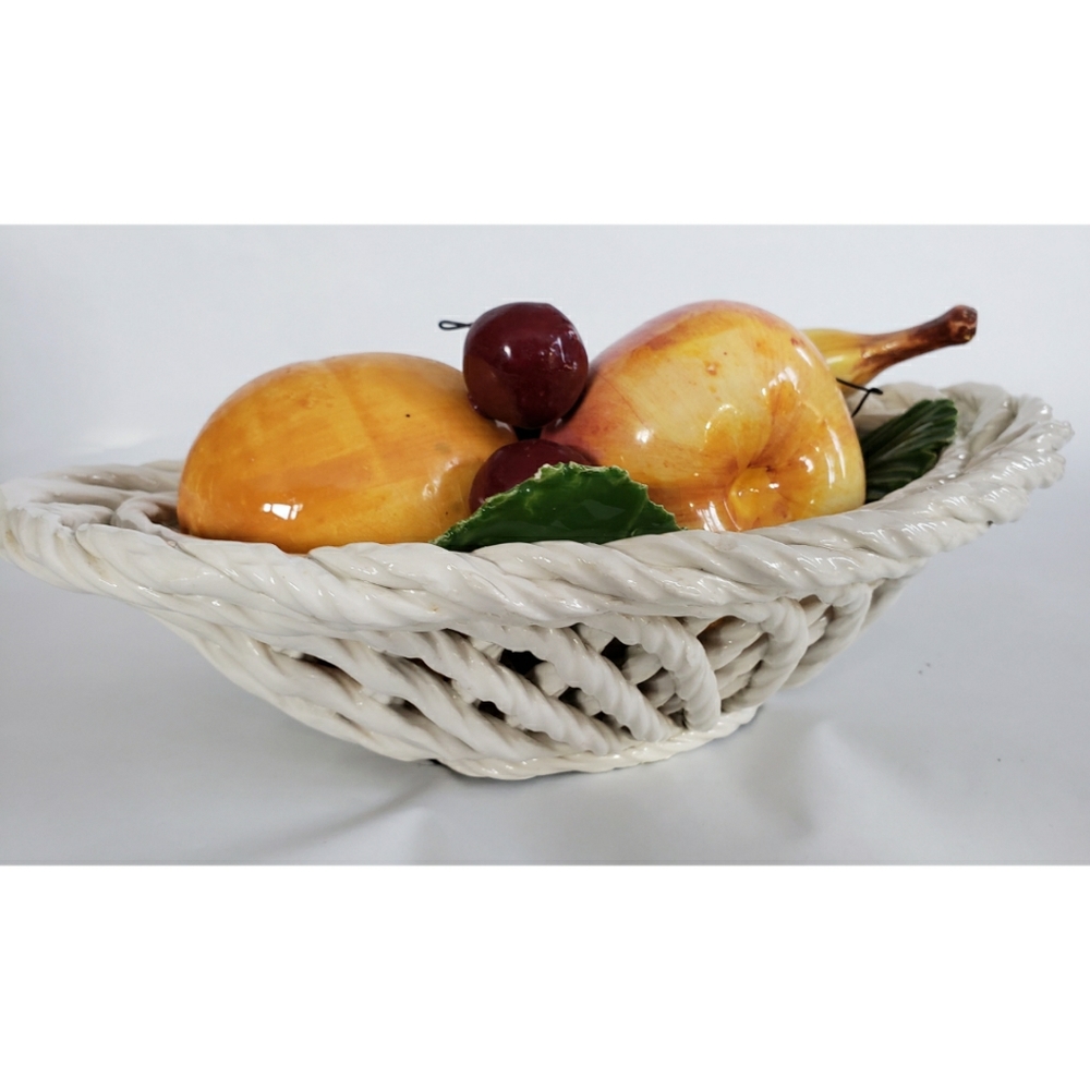 Porcelain Basket of Realistic Fruit